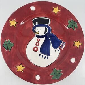 Snowman Cookie Serving Plate 12.5" Diameter The Rose Company Holiday Christmas